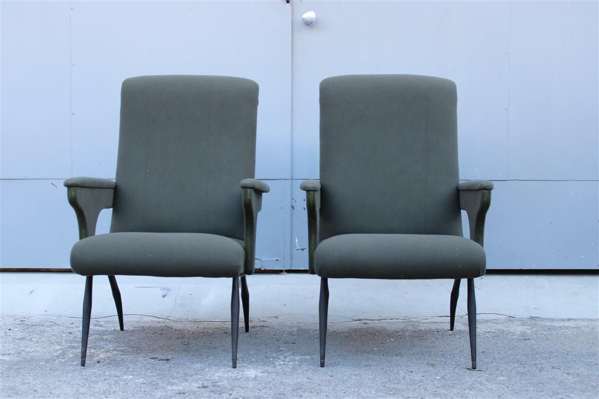 photo furniture Pair Mid Century Gigi Radice For Minotti Italian Design 1950s Green Fabric
