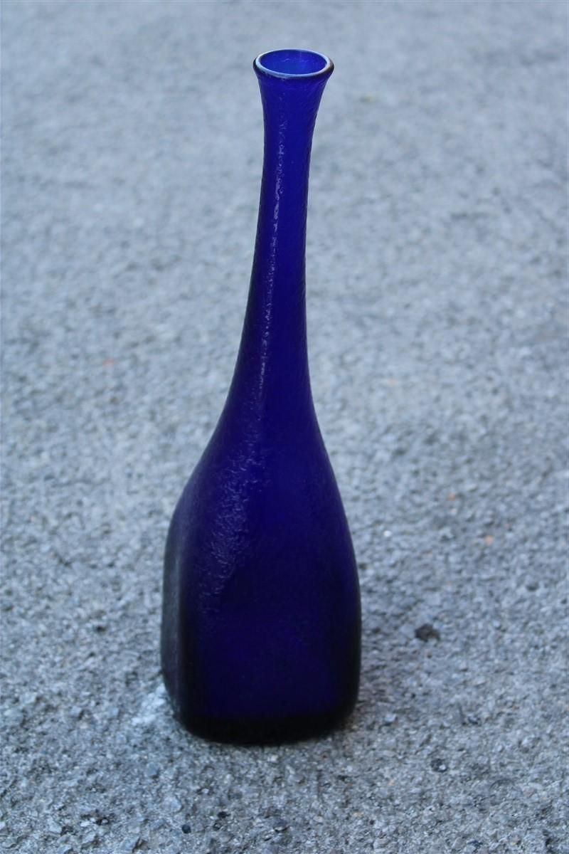Seguso Corroded Cobalt Blue Vase In The Shape Of A Bottle, 1960s photo furniture