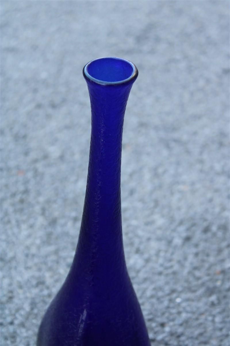 Seguso Corroded Cobalt Blue Vase In The Shape Of A Bottle, 1960s photo Home Decor