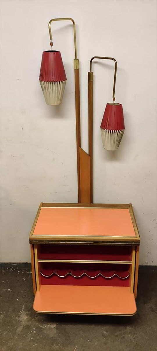 Walnut Cocktail Cabinet Light, 1950s photo furniture