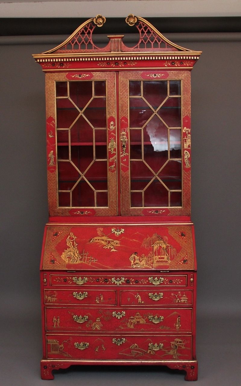 Early 20th Century Chinoiserie Bureau Bookcase