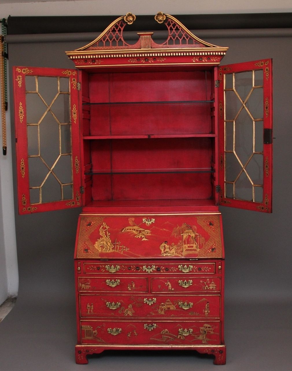 Early 20th Century Chinoiserie Bureau Bookcase photo for sale