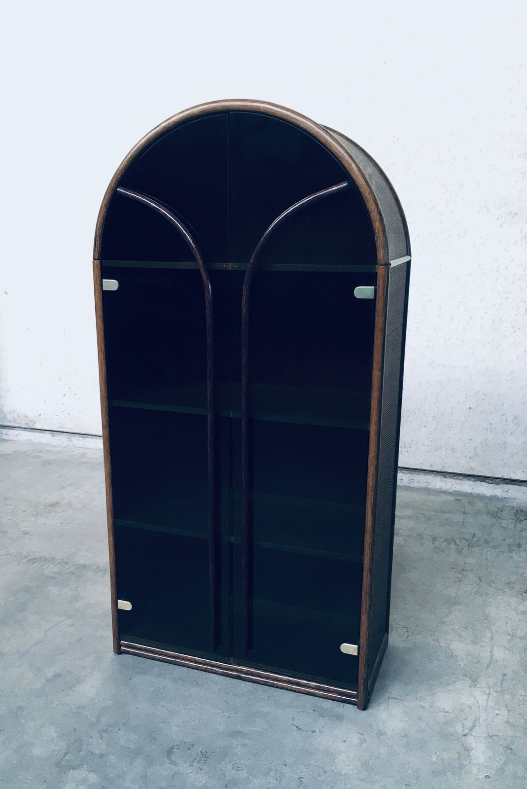 Vintage Design Hoge Vitrinekast Van Rotan En Bamboe, Jaren 1970 photo Meubels