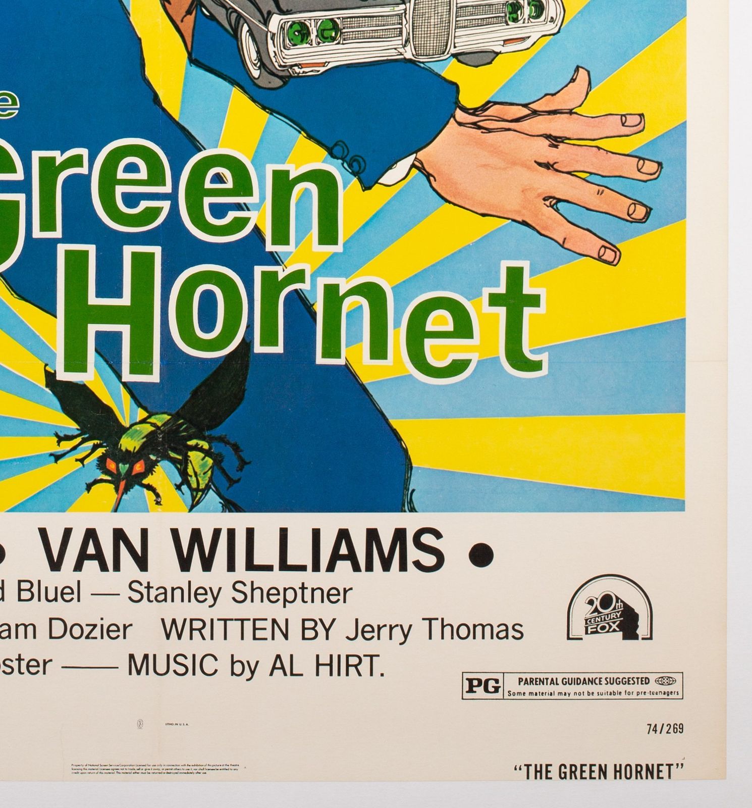 The Green Hornet 1974 Us 1 Sheet Film  Movie Poster Rare Green Title Style   Linen Backed photo vintage