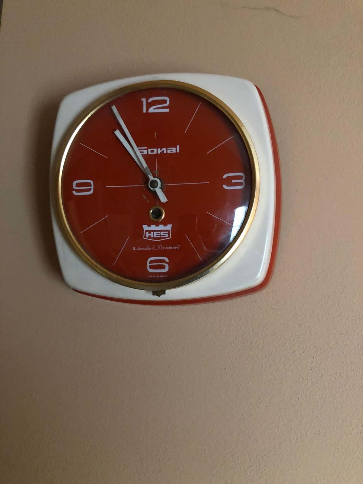 Indian Hes Wall Clock In Heavy Metal Case