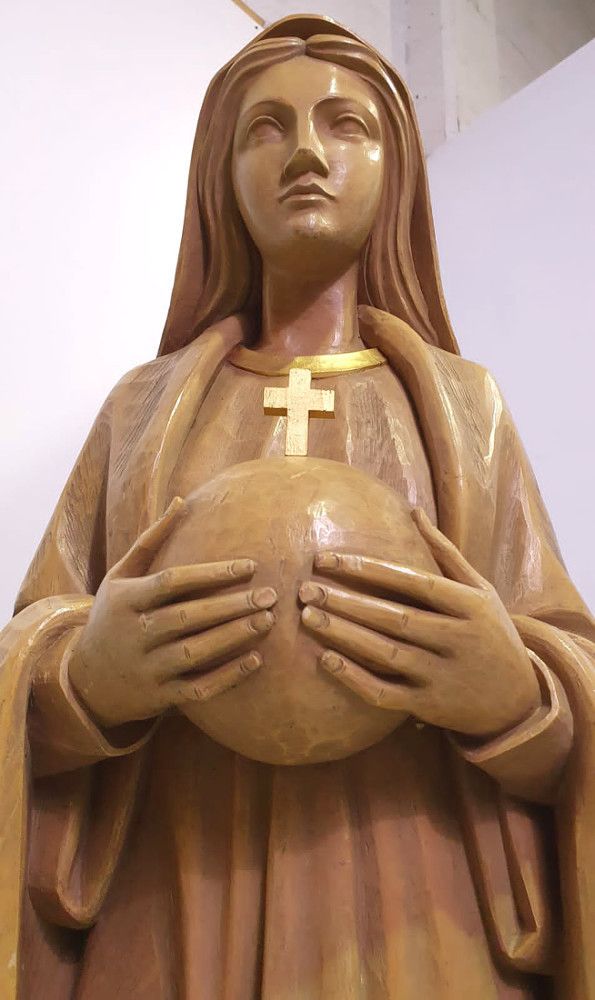 Early 20th Century Hand Carved Pine Statue Of The Virgin Mary photo furniture