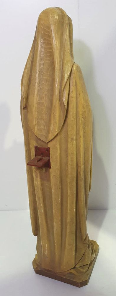 Early 20th Century Hand Carved Pine Statue Of The Virgin Mary photo Art