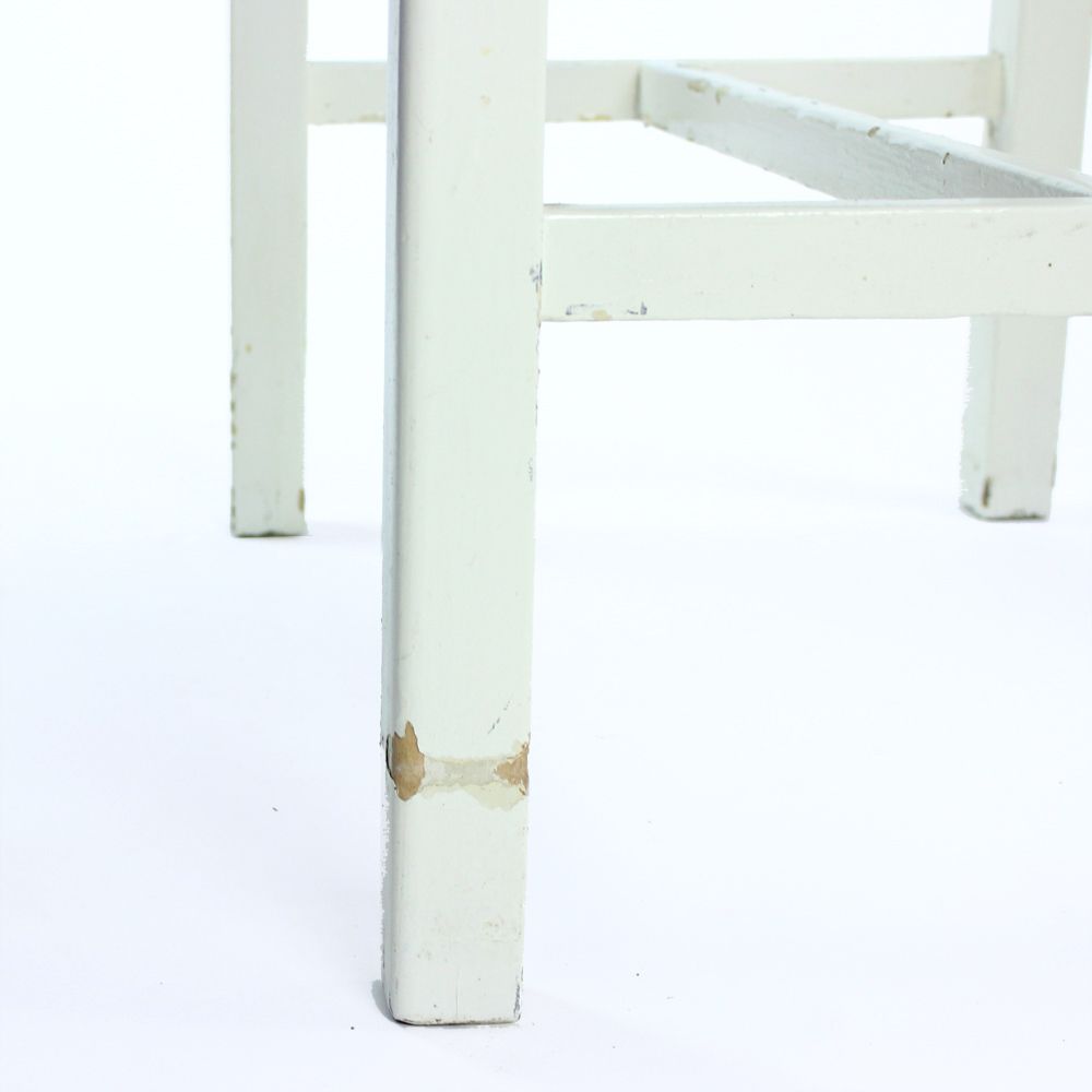 Wooden Farm Table In White & Turquoise Color, Czechoslovakia 1950s photo vinterior
