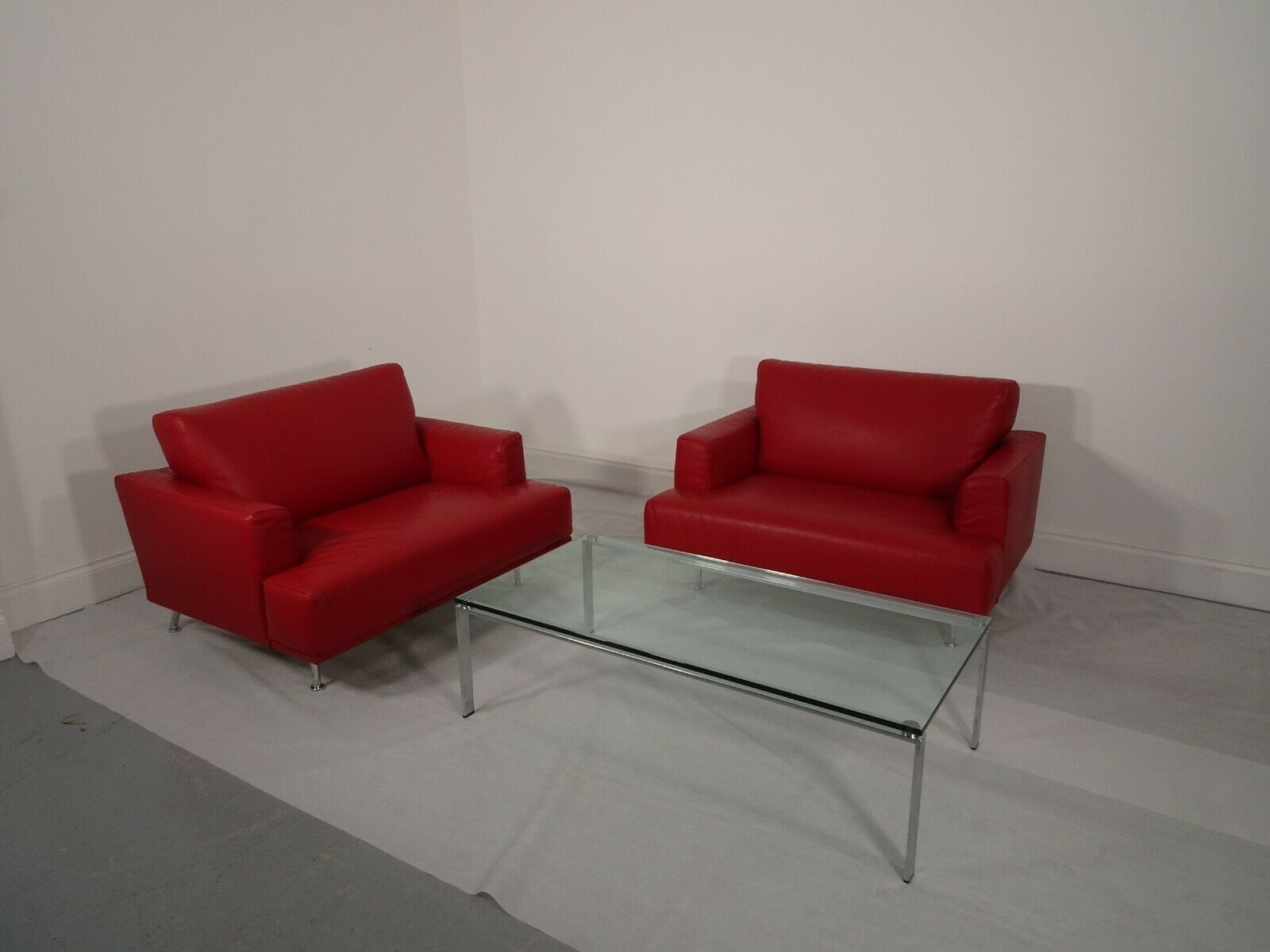 Stunning Pair Of Cassina Nest Love Chairs In Genuine Red Pelle Leather photo vintage