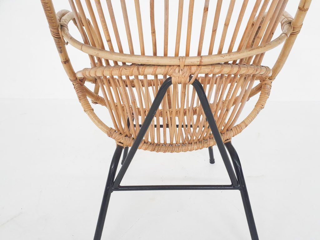 Rohe Noordwolde Rattan Lounge Chair, The Netherlands 1950s photo vintage