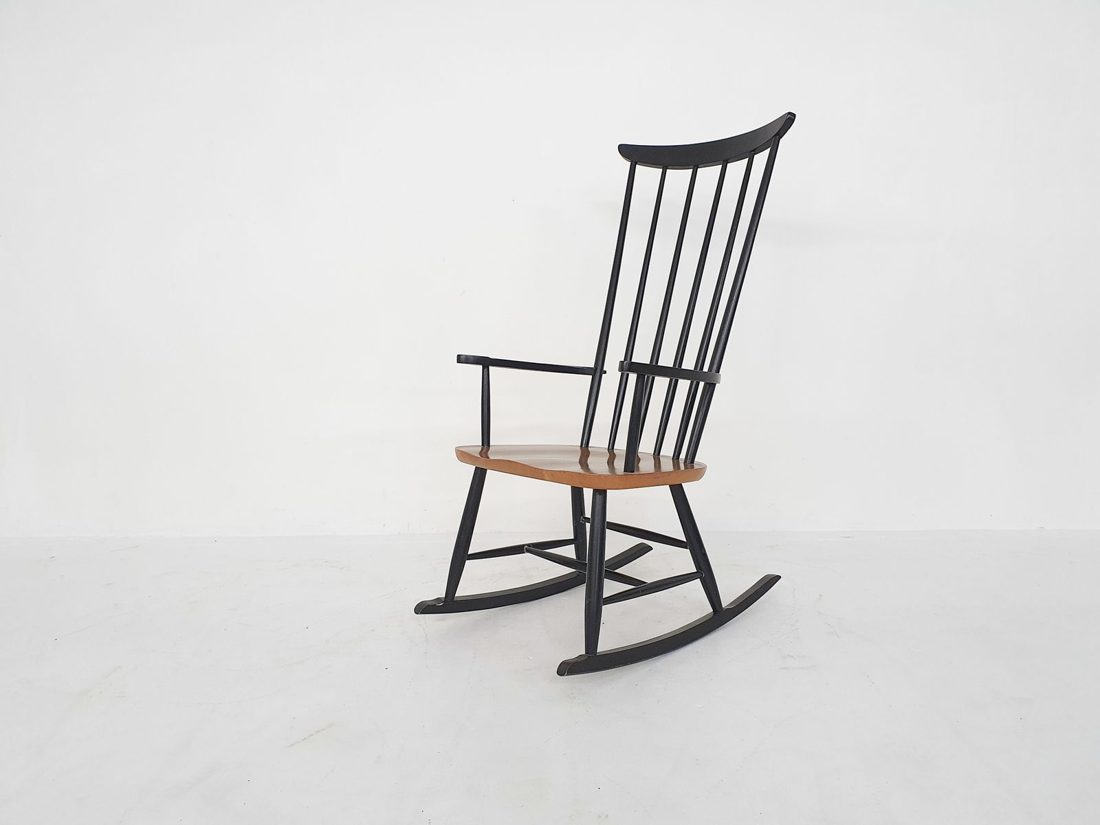 Mid Century Schommelstoel Met Spijlenrug, Nederland, Jaren 1960