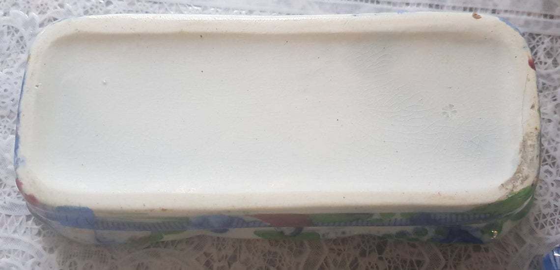 Antique Hand Painted Chinese Porcelain Box With A Segmented Interior photo Home Decor