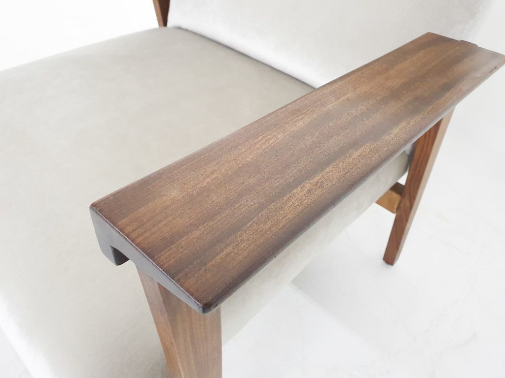 Scandinavian Modern Teak Arm Chair With New Beige Upholstery 1960s photo vinterior