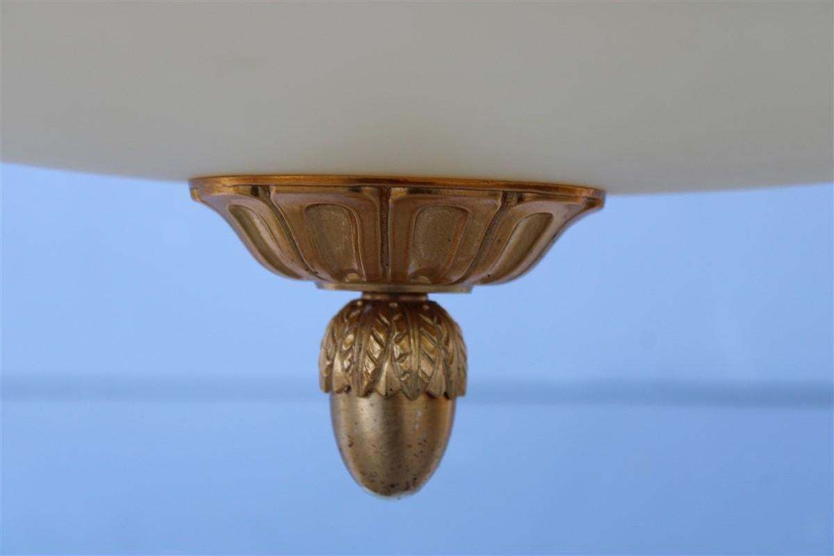 Big Classic Round Italian Chandelier Brass Gold Yellow Glass Italian Design 1970 photo Lighting