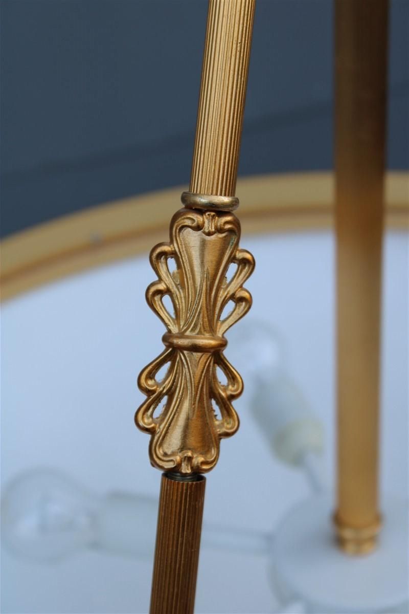 Big Classic Round Italian Chandelier Brass Gold Yellow Glass Italian Design 1970 photo vintage