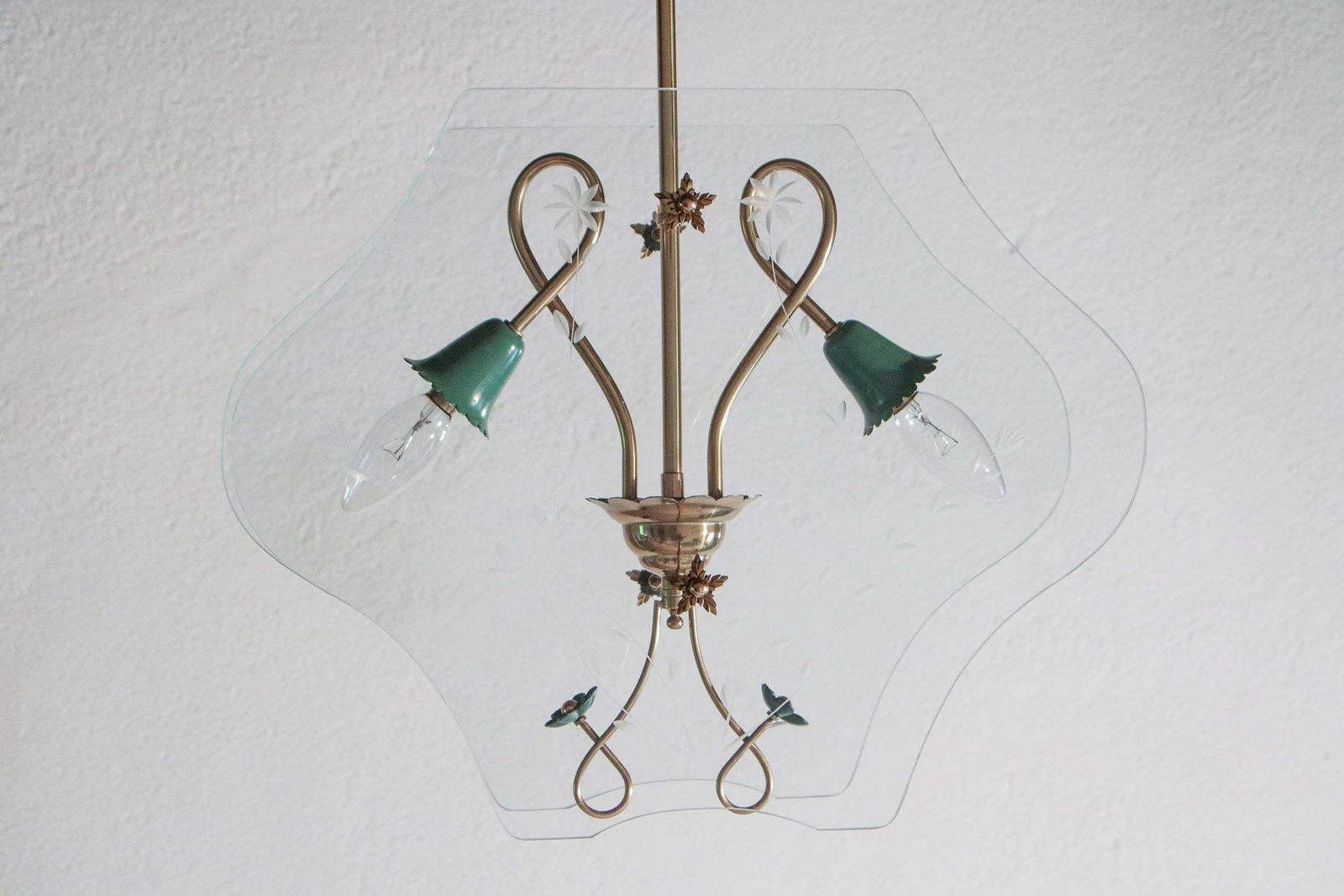 Italian Mid Century Chandelier Pietro Chiesa Style Per Fontana Arte, 1940s photo Lighting