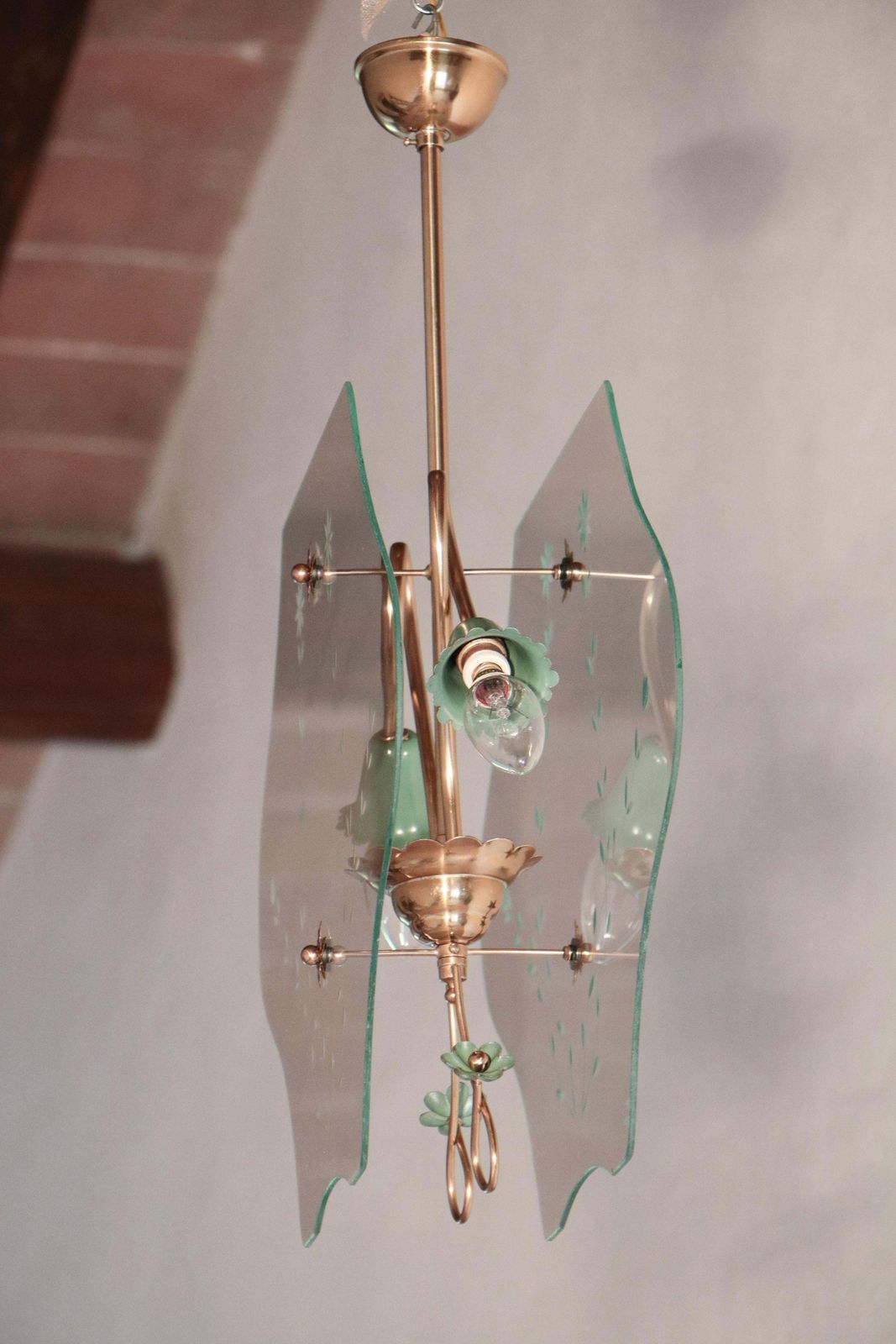 Italian Mid Century Chandelier Pietro Chiesa Style Per Fontana Arte, 1940s photo buy