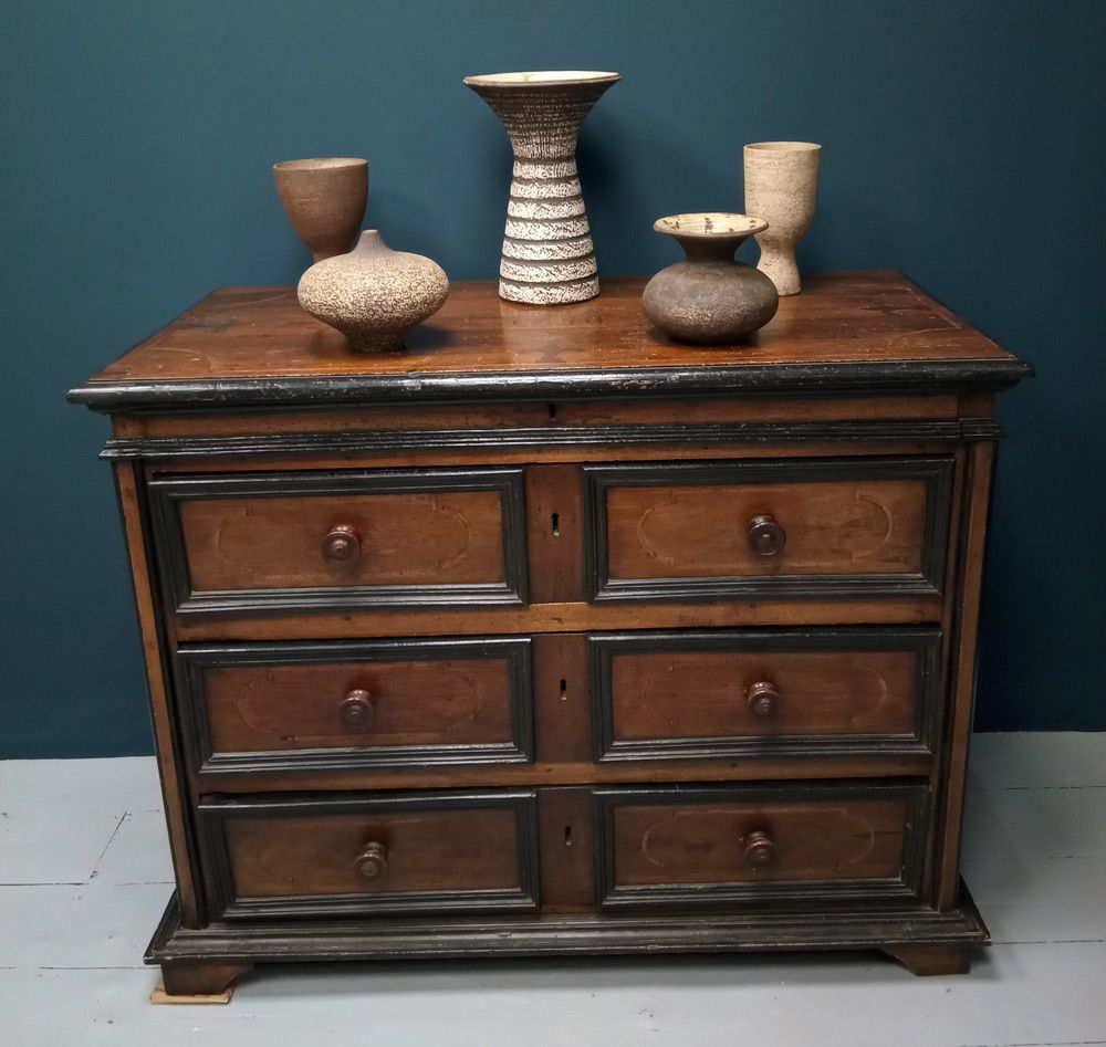 photo furniture 18th Century Italian Walnut And Ebonised Wood Chest Of Drawers Dated 1748