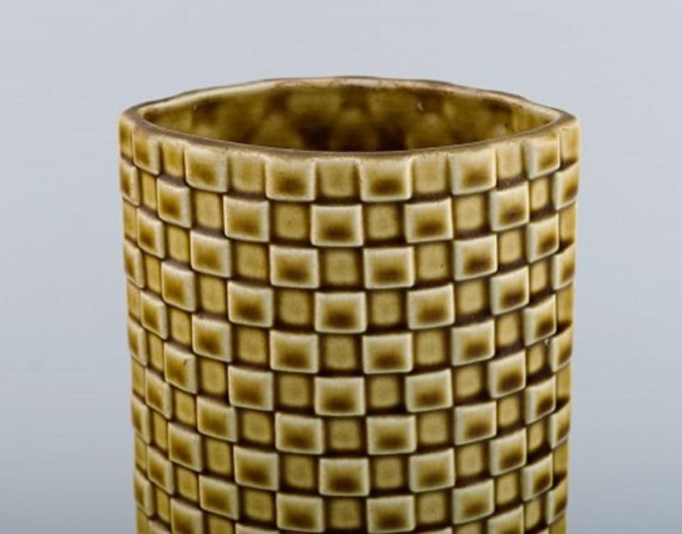 Arabia Vase In Glazed Ceramics, Beautiful Glaze In Mustard Yellow Shades photo furniture