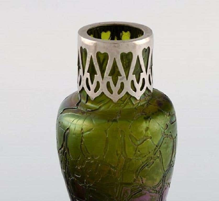 Pallme König Art Nouveau Vase In Green Art Glass, App. 1900 photo for sale
