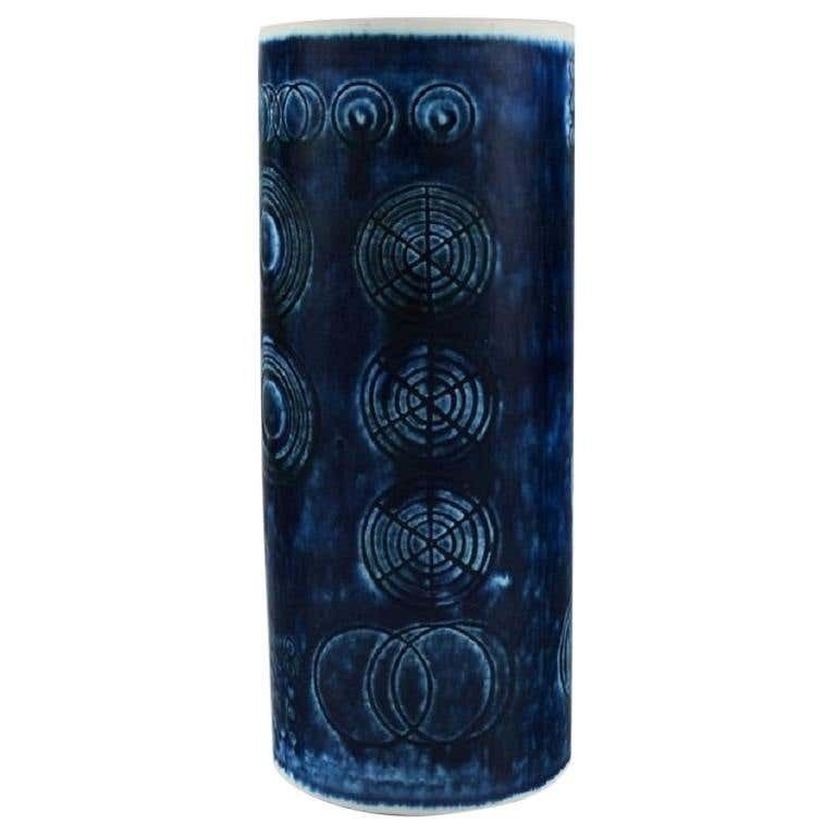 Olle Alberius For Rörstrand, Sarek Vase In Hand Painted Glazed Ceramics