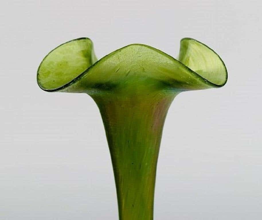 Pallme König Art Nouveau Vase In Green Art Glass, Approx 1900 photo for sale