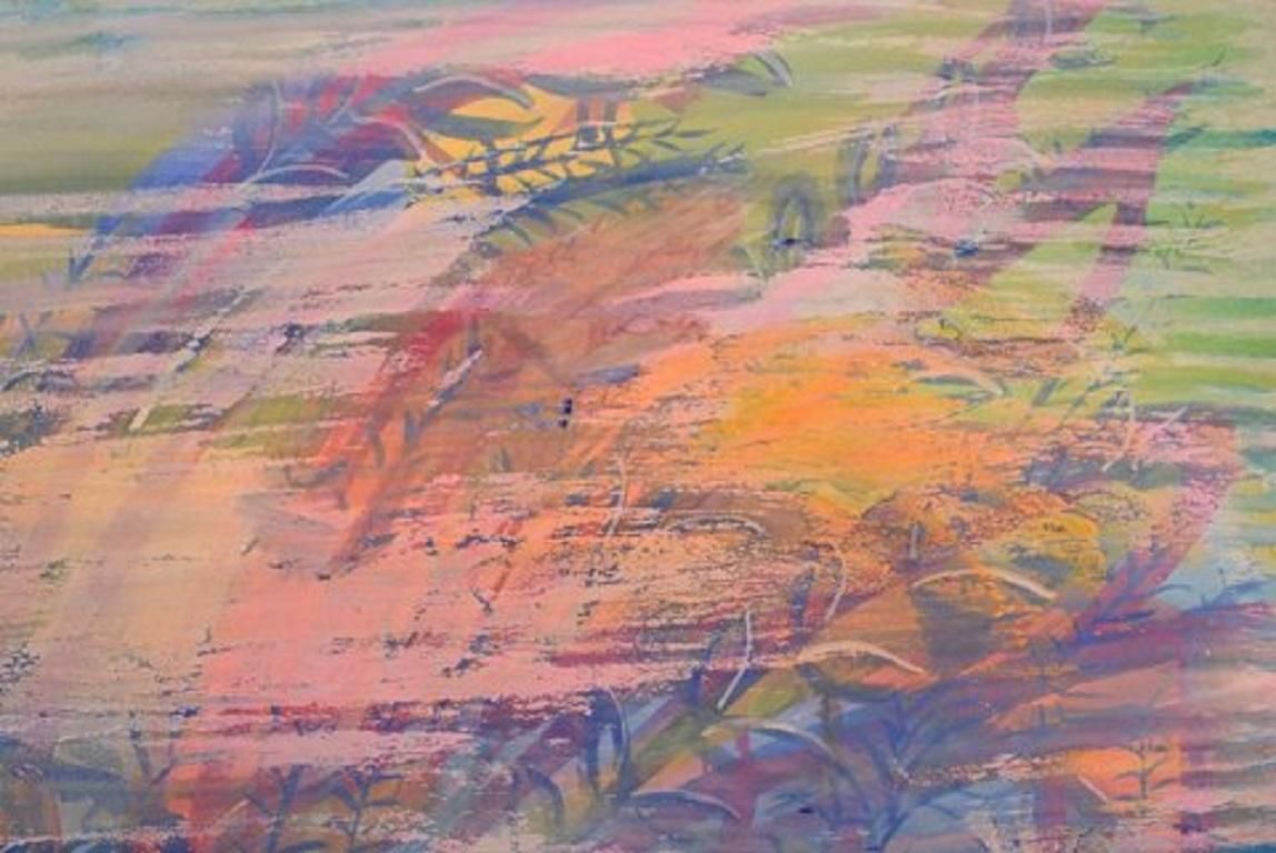 Ivy Lysdal, Gouache And Oil Crayon On Cardboard, Abstract Modernist Painting photo furniture