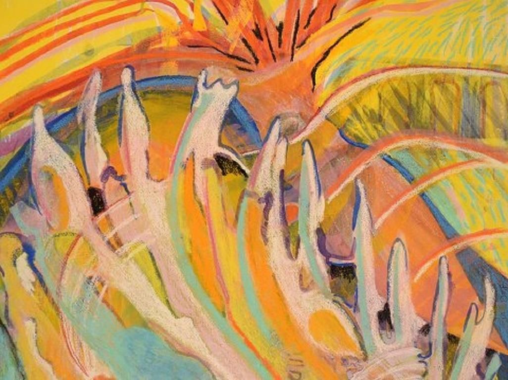 Ivy Lysdal, Gouache And Oil Crayon On Cardboard, Abstract Modernist Painting photo furniture