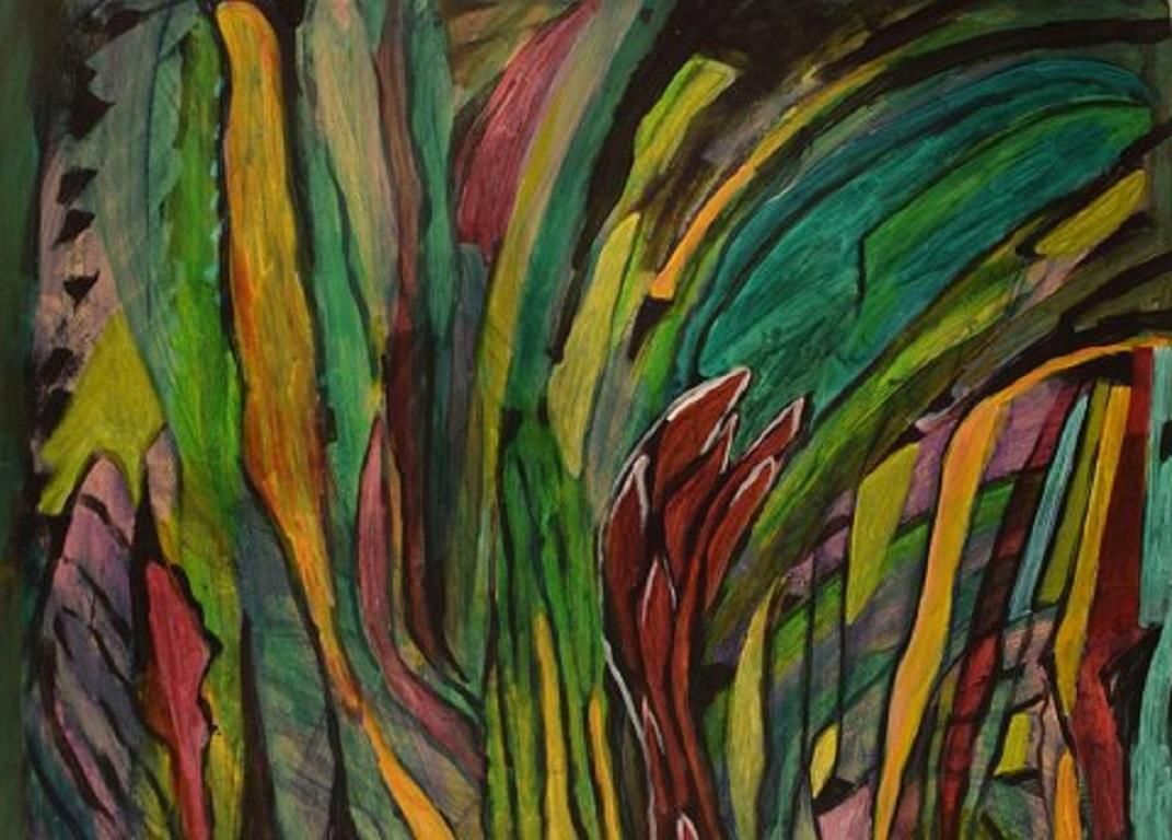 Ivy Lysdal, Gouache On Cardboard, Abstract Modernist Painting photo furniture