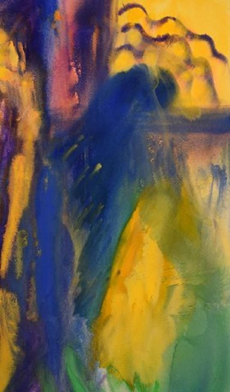 Ivy Lysdal, Gouache On Cardboard, Abstract Modernist Painting photo furniture