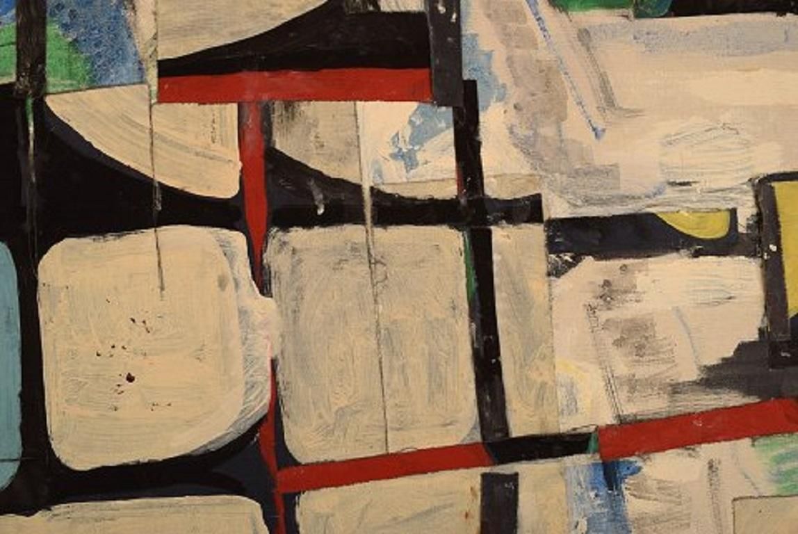 Gösta Fougstedt Sweden Oil On Canvas Modernist Composition, 1965 photo for sale