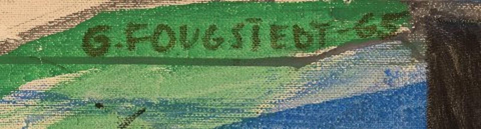 Gösta Fougstedt Sweden Oil On Canvas Modernist Composition, 1965 photo vinterior