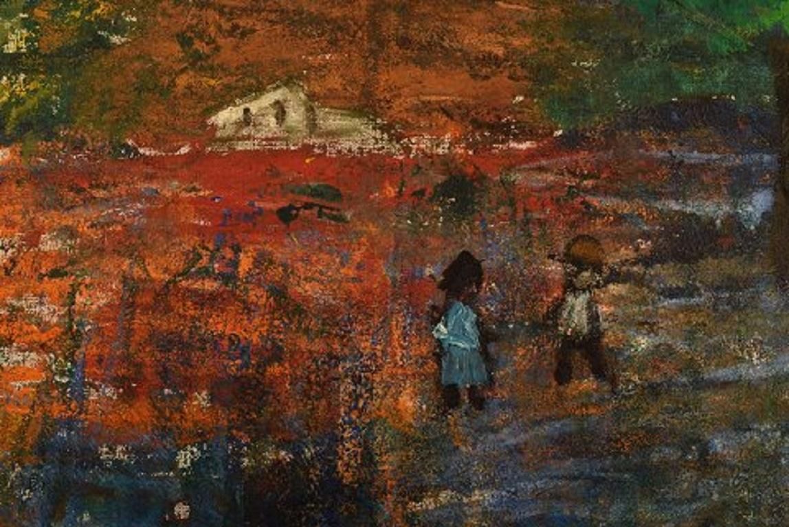 Göta Fogler Sweden  Oil On Canvas Abstract Landscape 1960s photo 812.0