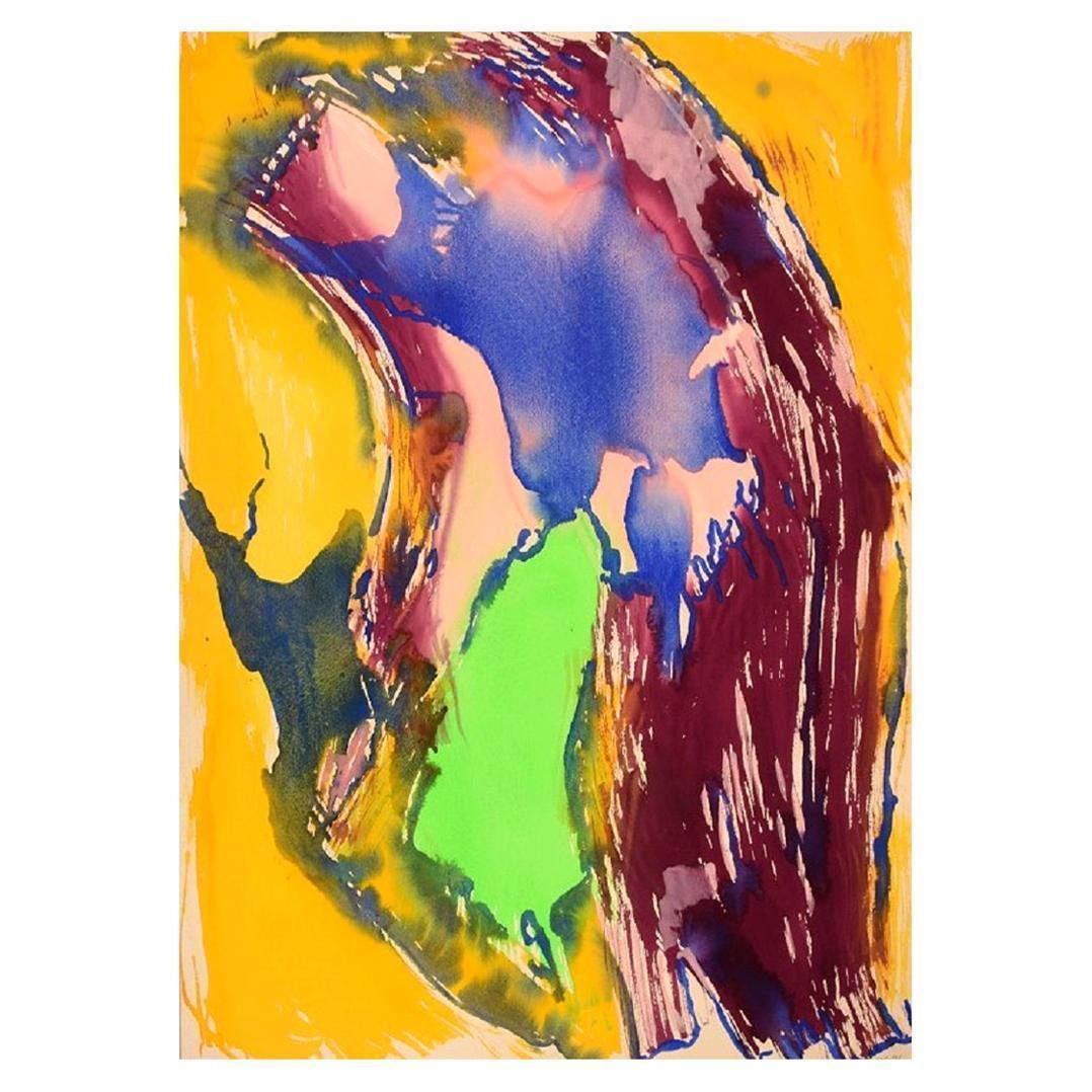 Ivy Lysdal B 1937 Gouache On Cardboard  Abstract Modernist Painting