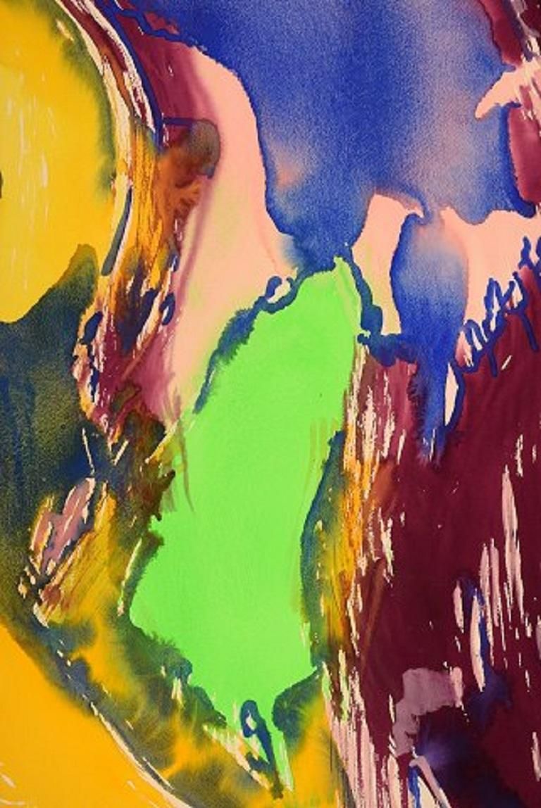 Ivy Lysdal B 1937 Gouache On Cardboard  Abstract Modernist Painting photo furniture