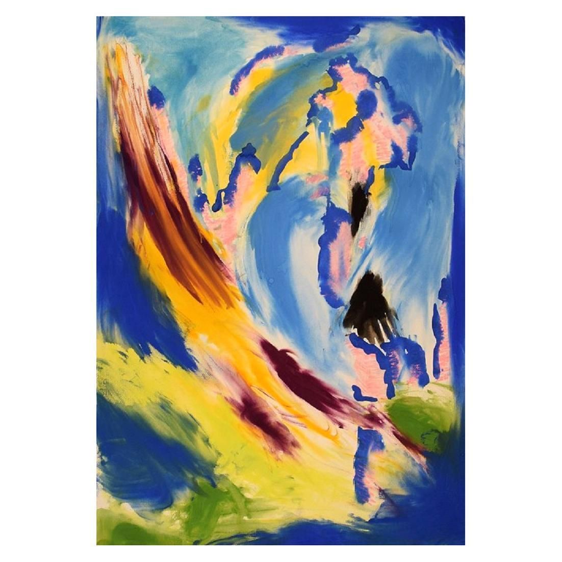 Ivy Lysdal B 1937 Gouache On Cardboard Abstract Modernist Painting