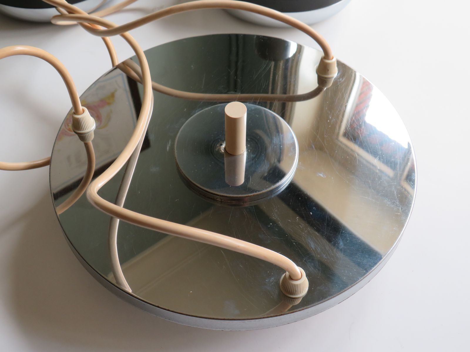 Cascade Pendant Lamp With Chrome Globes 1970s photo vintage