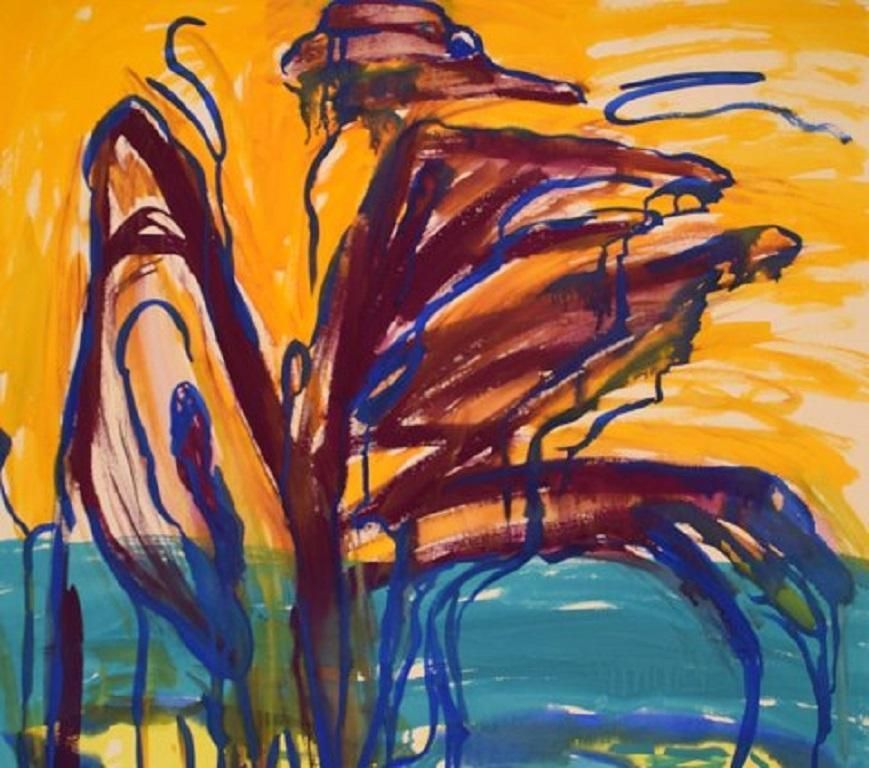 Ivy Lysdal, Gouache On Cardboard Abstract Modernist Painting Late 20th C photo furniture