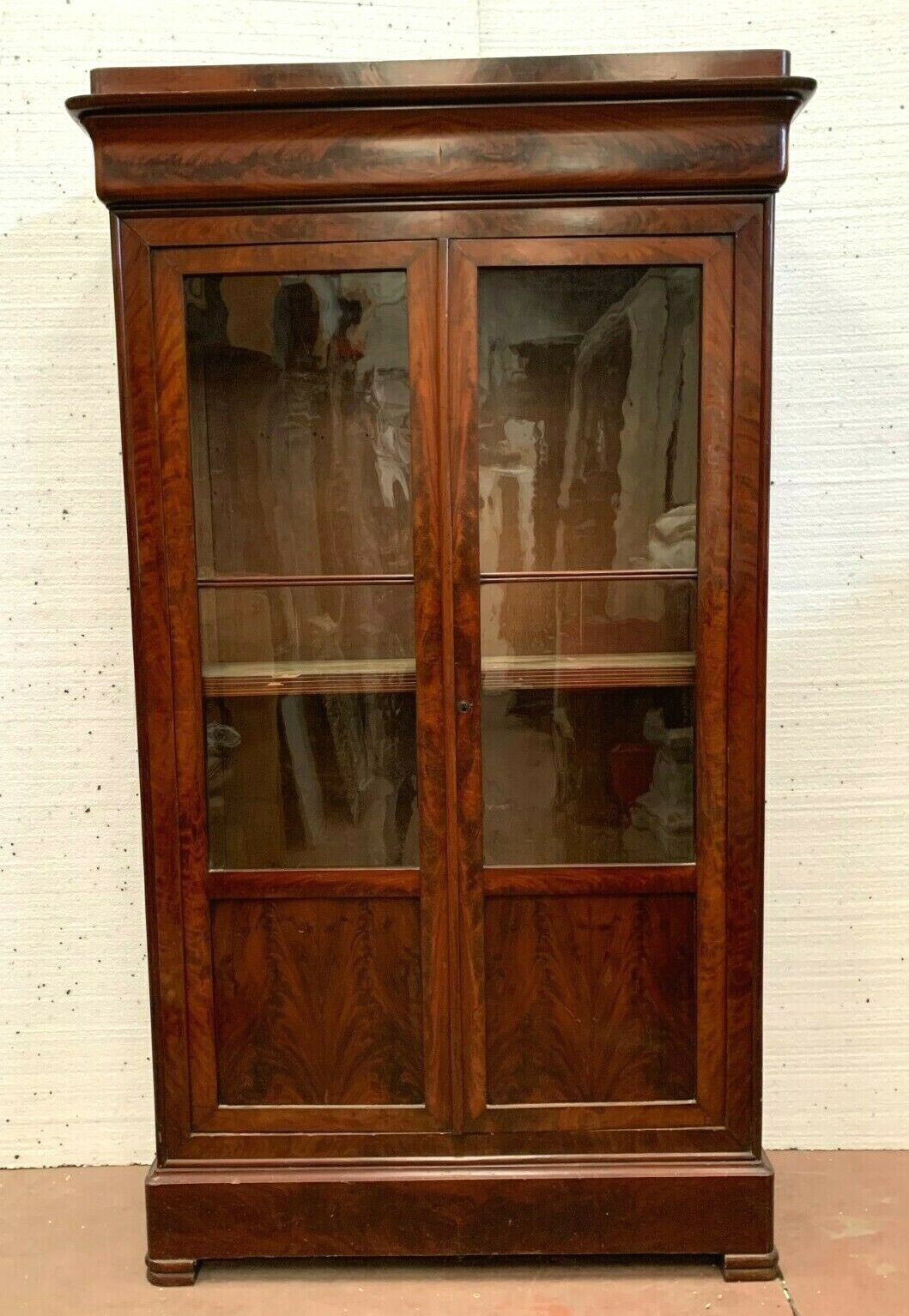 Louis Philippe Period Showcase In Mahogany Two 19th Century Glass Doors