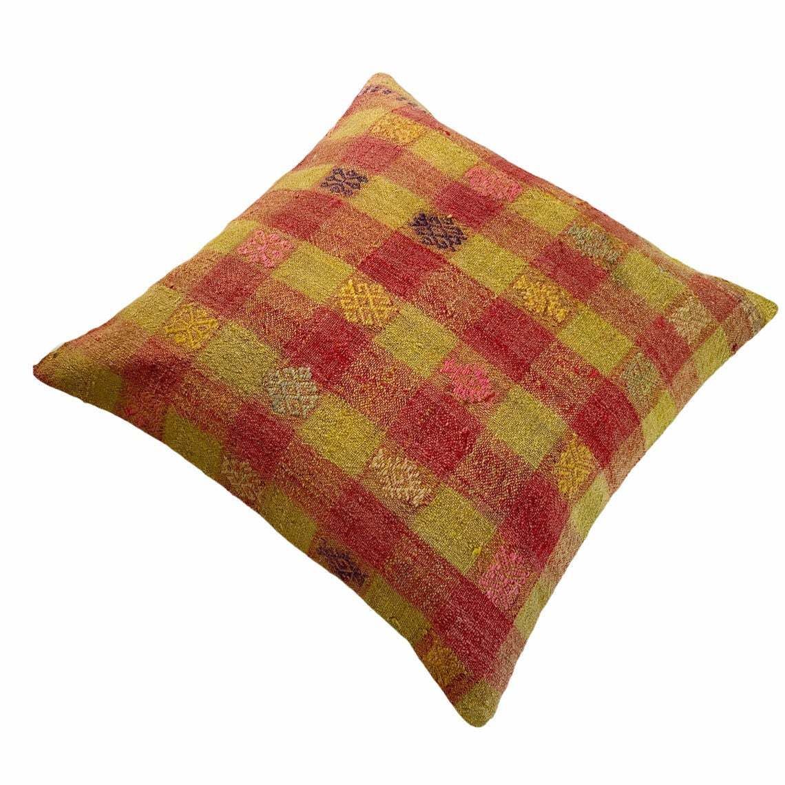 Kilim Pillow 60 X 60 Cm Tapis Kelim Kilim Pillow Cover ,Vintage Meditation Bench Kelim Teppich Boho Kilim Cushion Kilim Sofa Turkish Pillow photo furniture