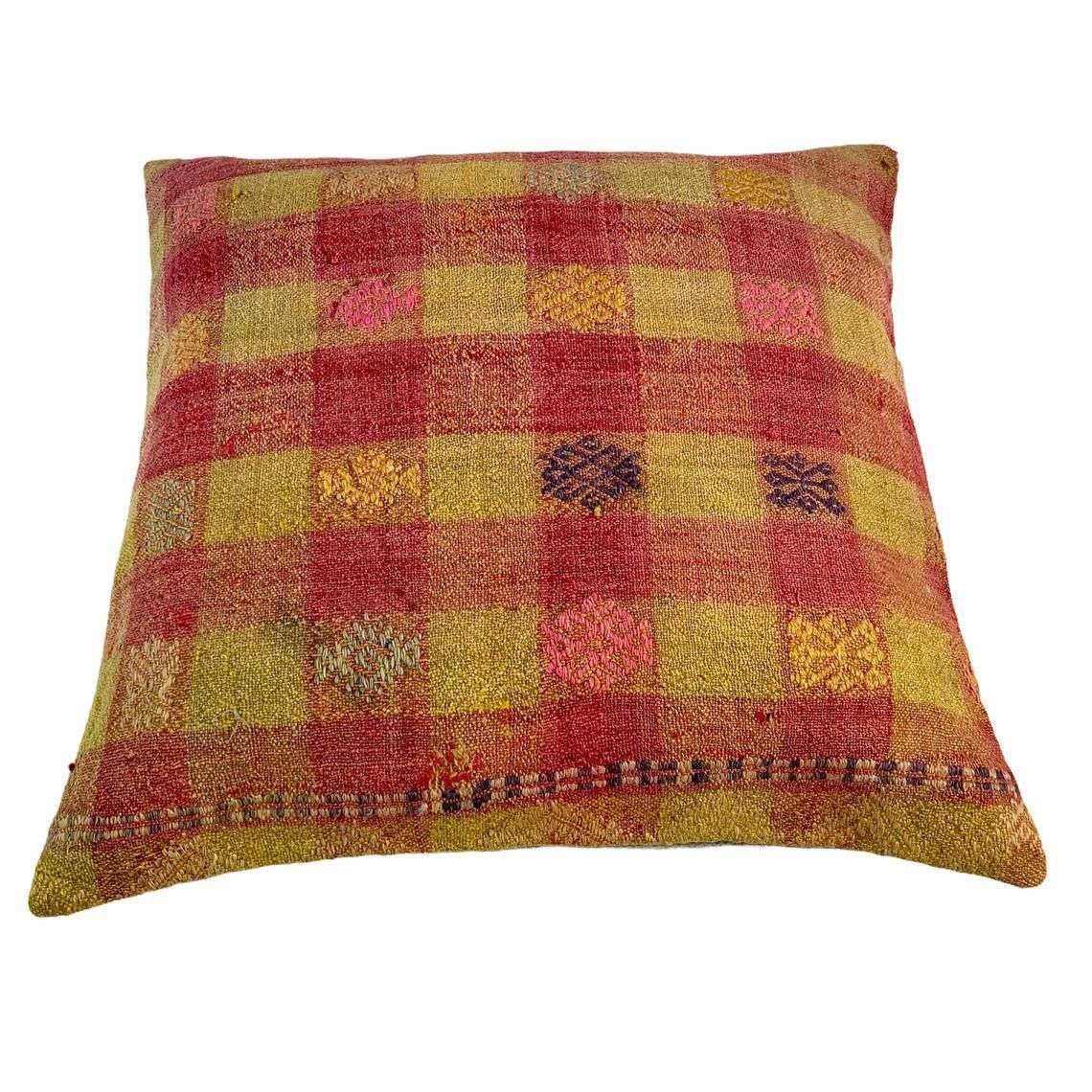 Kilim Pillow 60 X 60 Cm Tapis Kelim Kilim Pillow Cover, Vintage Meditation Bench Kelim Teppich Boho Kilim Cushion Kilim Sofa Turkish Pillow photo 98.0