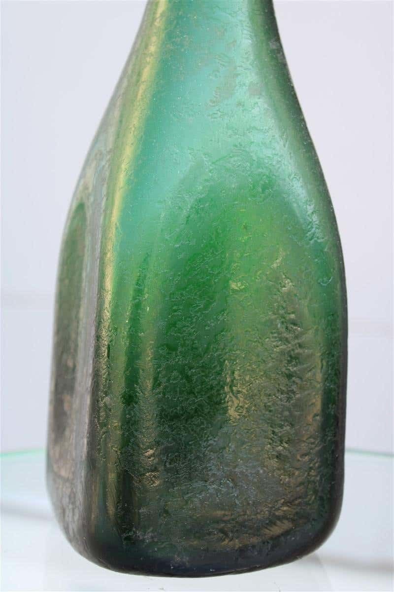 Seguso Corroded Cobalt Green Vase In The Shape Of A Bottle, 1960s photo for sale