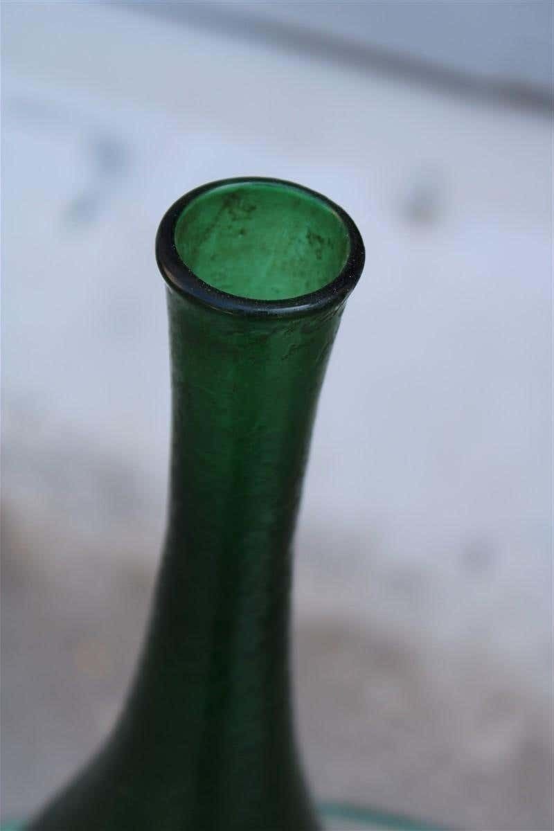 Seguso Corroded Cobalt Green Vase In The Shape Of A Bottle, 1960s photo Home Decor