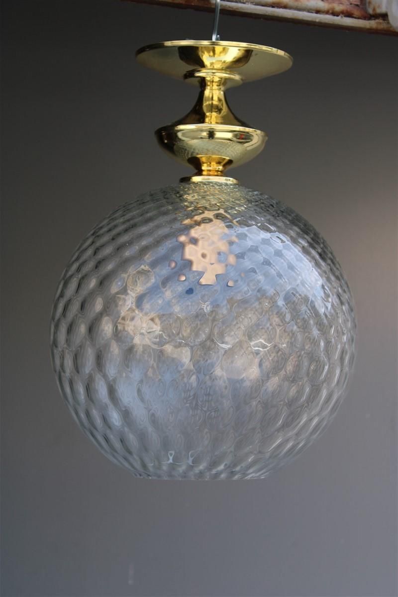 Italian Mid Century Ball Chandelier Murano Glass Brass Parts Gold, 1950s photo 1278.0