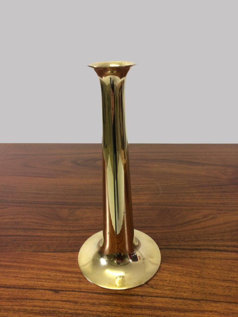 Pair Of Danish Hans Bolling Brass Candlesticks By T. Orskov 1960´S photo for sale