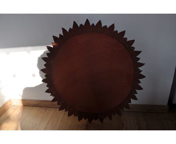 Golden Wooden Sun Mirror, France, 1980, 70cm photo vinterior