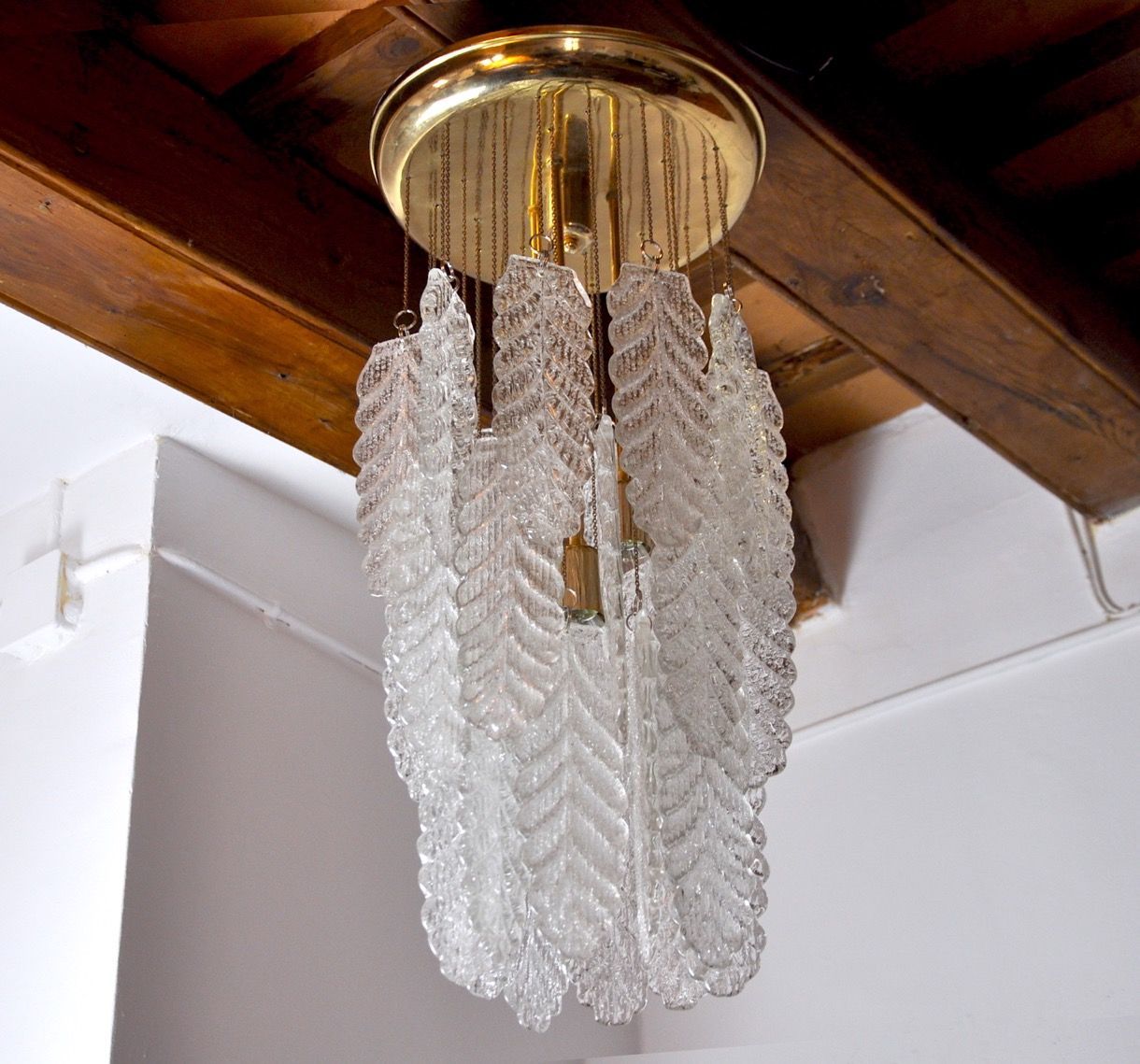 Suspension "Leaves" By Mazzega In Murano Glass, Italy, 1970 photo for sale