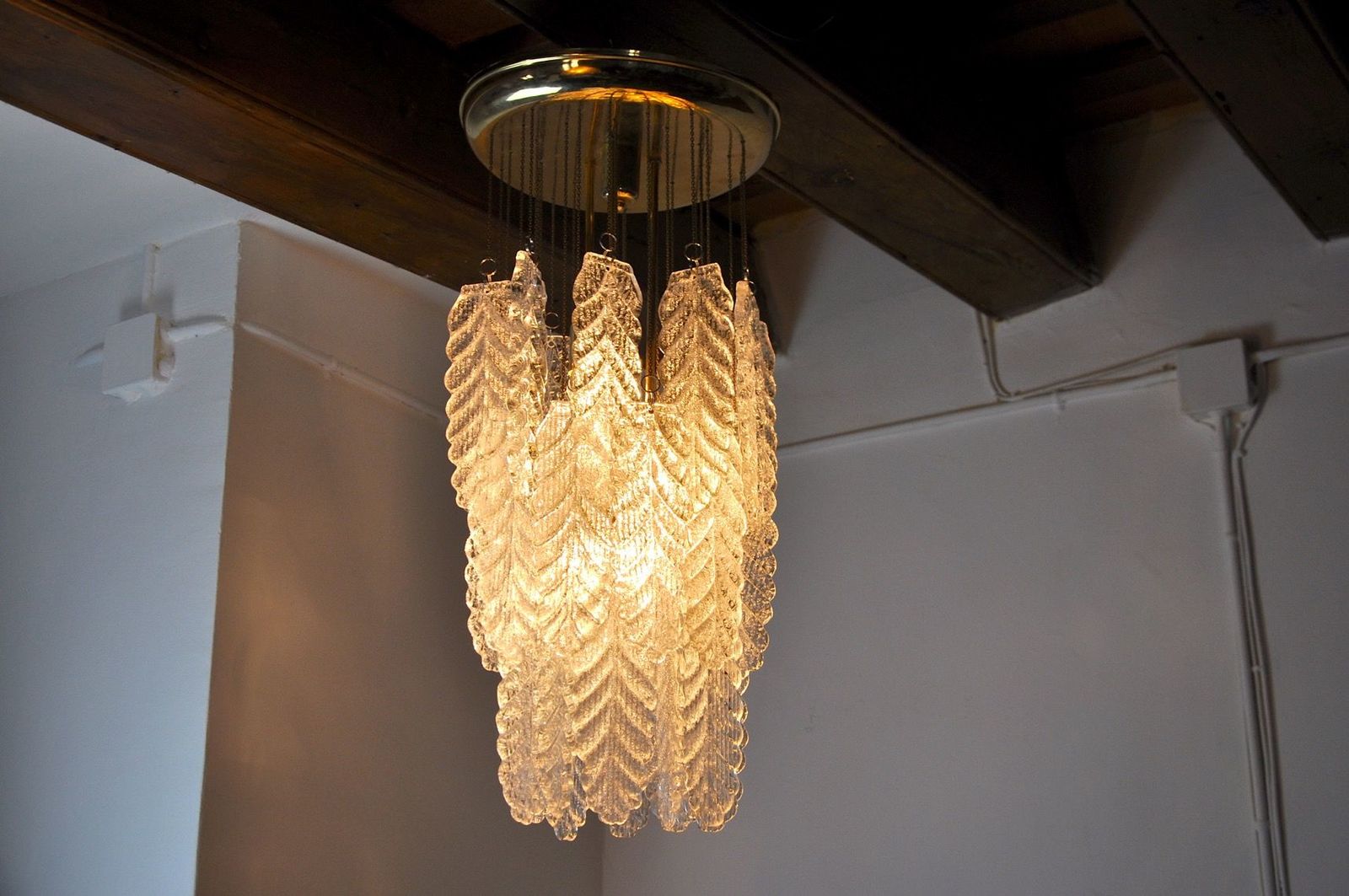 Suspension "Leaves" By Mazzega In Murano Glass, Italy, 1970 photo vinterior