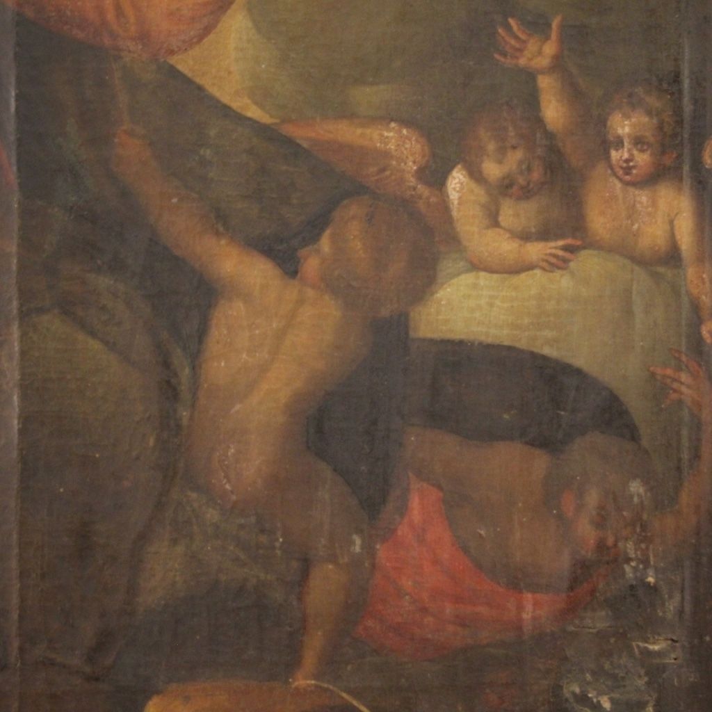 5000.0 Antique Italian Religious Painting Virgin With Angels And Saints From 18th Century photo