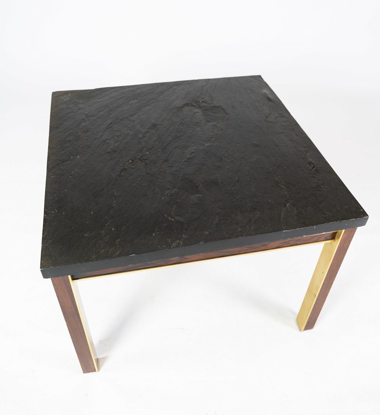 Coffee Table With Slate Top And Gilded Metal Frame And Rosewood By Bendixen Design From The 1970s. photo furniture